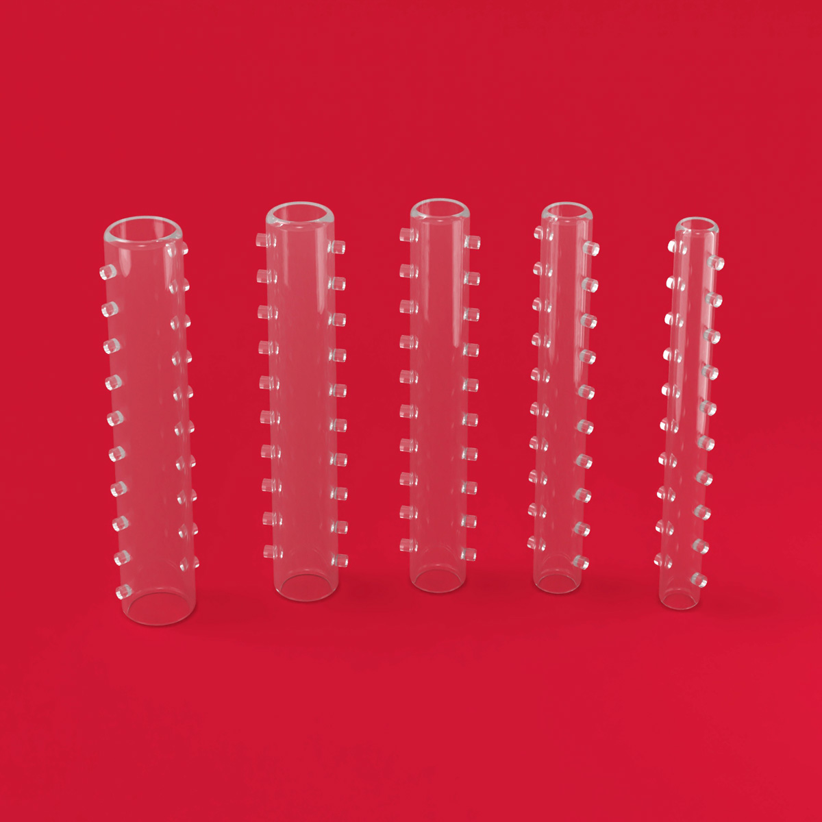 Stent traqueal y bronquial pediátrico recto Stening® de silicona, de pequeño diámetro, muy flexible y transparente, con espolones lineales opuestos (código ST) Stening® paediatric straight tracheal and bronchial stent made of silicone, small diameter, highly flexible and transparent, with opposing linear barbs (code ST)