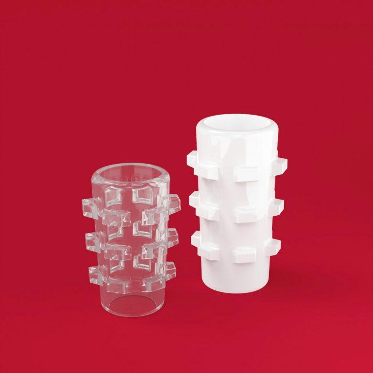 Stent bronquial cónico Stening® ROLL de silicona para bronquios menores, corto, anatómico, con múltiples espolones de pequeño tamaño para anclaje suave (código ROLL) Stening® ROLL conical silicone bronchial stent for minor bronchi, short, anatomical, with multiple small spurs for gentle anchoring (code ROLL)