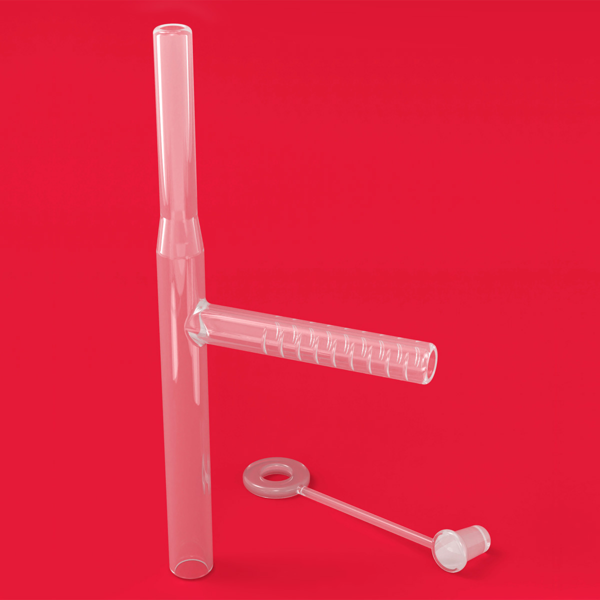 Tubo Traqueal en T Extralargo Stening® de silicona, con rama cefálica más delgada para soporte de la tráquea proximal y subglotis. Stening® Extra-Long Silicone T-Shaped Tracheal Tube, with a thinner cephalic branch for support of the proximal trachea and subglottis.